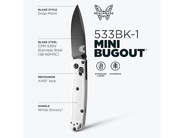 Benchmade Mini Bugout Knife - White Grivory - Cerakote Finish - Gallery 2