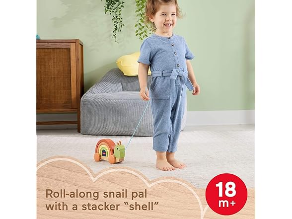 Fisher-Price Wood Toddler Toy Pull-Along Stacking Snail