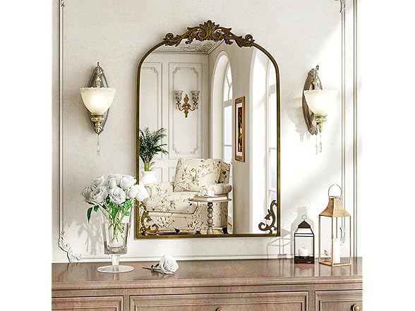 Vintage Ornate Baroque Arched Mirror