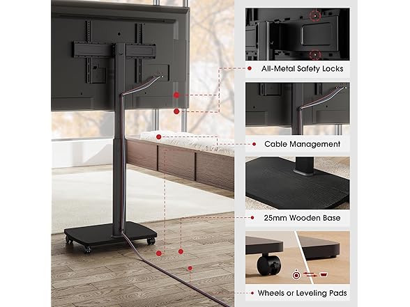 AOKCOS Rolling TV Stand | 43-75"