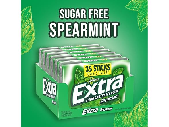 EXTRA Spearmint Sugar Free Chewing Gum, 6 Pack