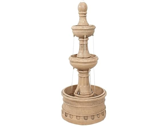 Sunnydaze Cyprus 39" H 3-Tier Outdoor Water Fountain