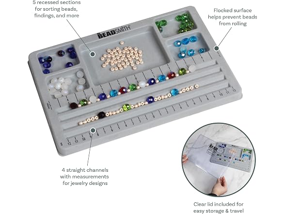 Beadsmith Mini Bead Board Grey Flocked