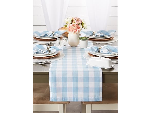 DII Buffalo Check Collection 14x108", Light Blue & White