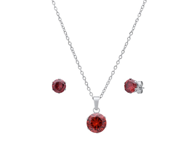 Red Stone Necklace & Earring Set