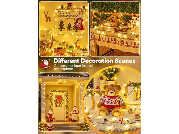 Brightown Christmas Lights Battery Operated, 4 Pack 66 FT
