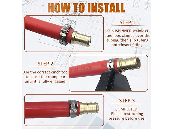 3/8" PEX Cinch Clamp Rings 100 Pack