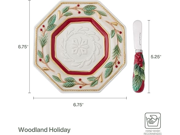 Fitz and Floyd Woodland Holiday Plate and Spreader Set