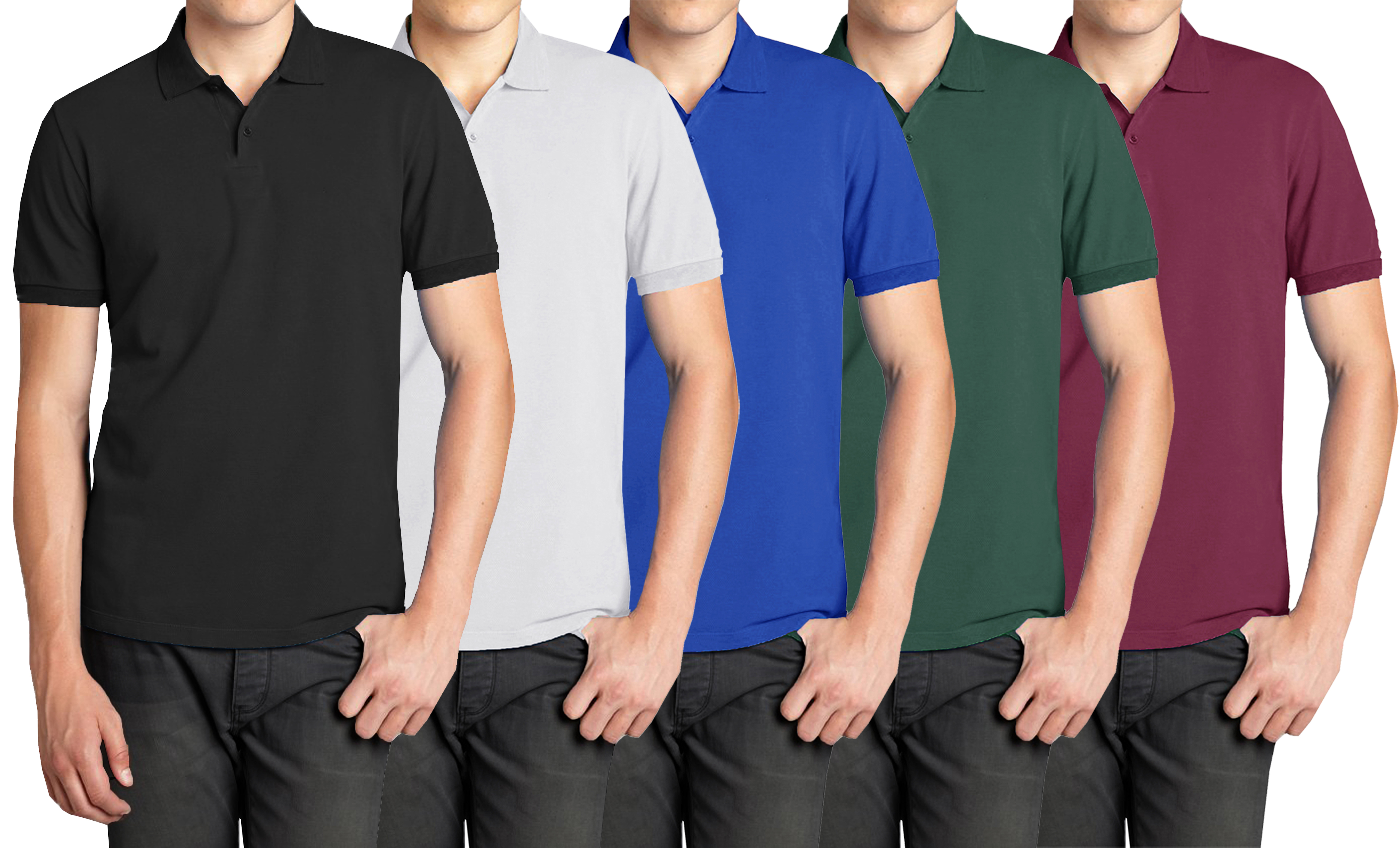 5Pk Men's Classic Polo Golf Shirt - Gallery 16