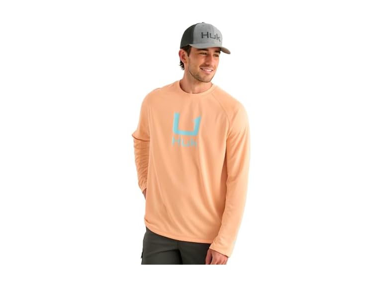 HUK Men's Standard Icon Crew, Long-Sleeve Reef