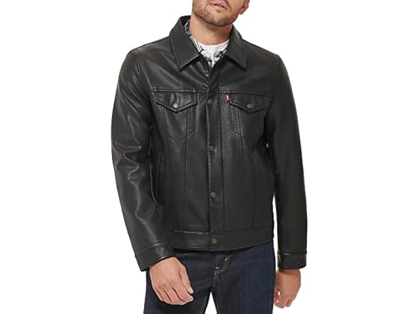 Levis Mens Faux Leather Trucker (2X & 3X)
