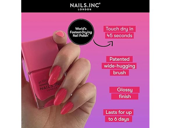 Nails Inc 45 Second Speedy Gloss, Coral Pink, 0.47 Fl Oz