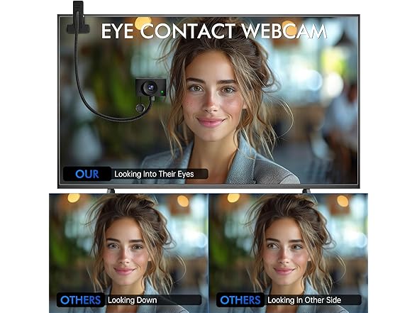 Eye Contact Webcam with Microphone for PC