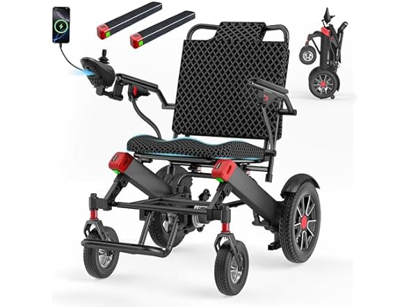 BIQISSI Electric Wheelchair for Adults, Motorized Wheelchair w/ 500W Brushless Motor, 350 LBS Capacity, 12 Miles Travel Range, Electric Wheelchairs for Seniors, B004 (Open Box)