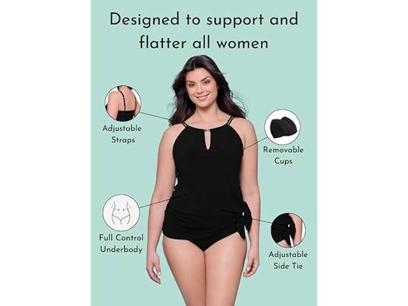 Aqua Green Women Keyhole Neckline Swimdress