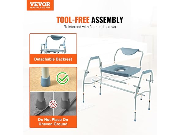 Commode Chair, Bedside Commode with Drop-Down