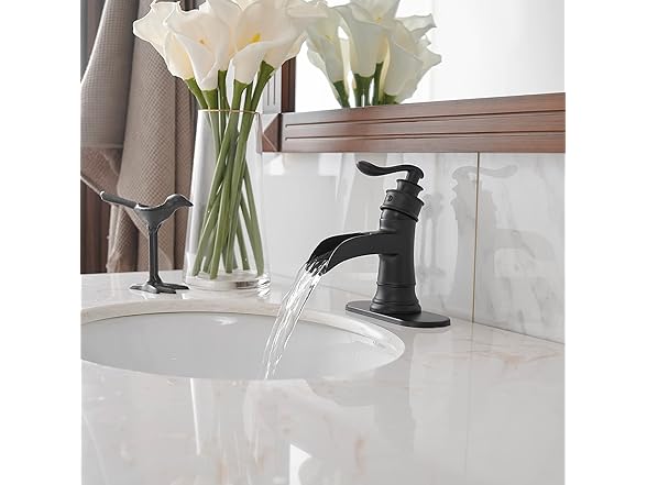 BWE Black Bathroom Faucet Matte Waterfal