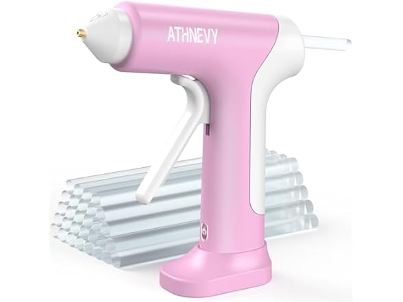 Athnevy FA0401 Cordless Hot Glue Gun Pink