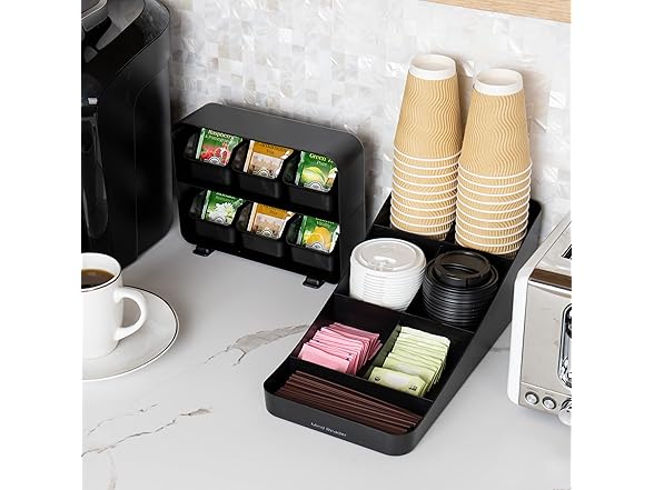 Mind Reader Tea Storage, Cup and Condiment Station