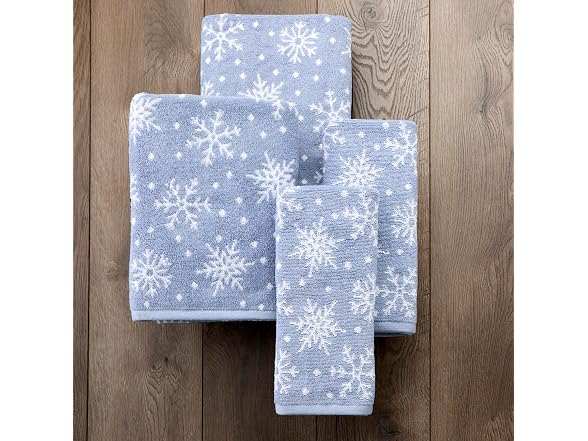 Scattered Snowflakes 100% Cotton Premium 4-Pc Towel Set