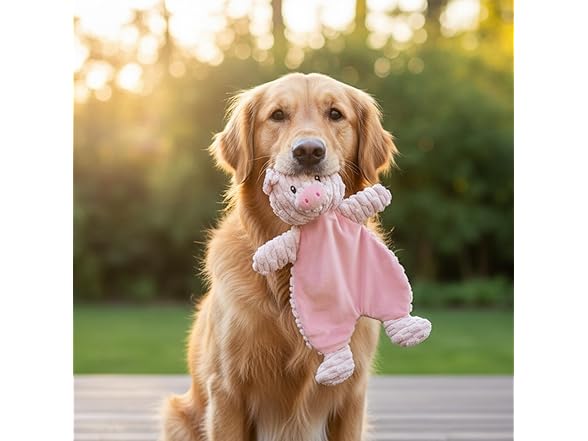 Linzy Plush Flat Crinklez Pig Dog Toy, S