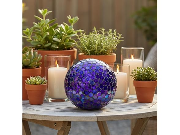 Sunnydaze 10" Mosaic Iridescent Purple Globe