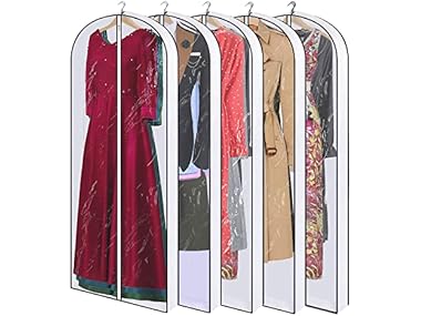 $17.99, Was $26.97, 33% Off! 60" Clear Hanging Garment Bags 5-Pack dealfomo
