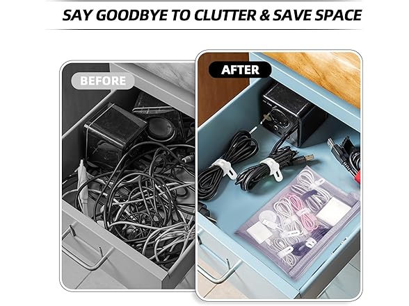 Silicone Cable Ties 12Pcs+Organizer Bag