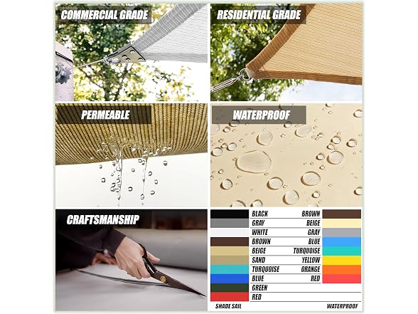 ColourTree 8' x 8' x 8' Sand Beige Sun Shade Sail Triangle