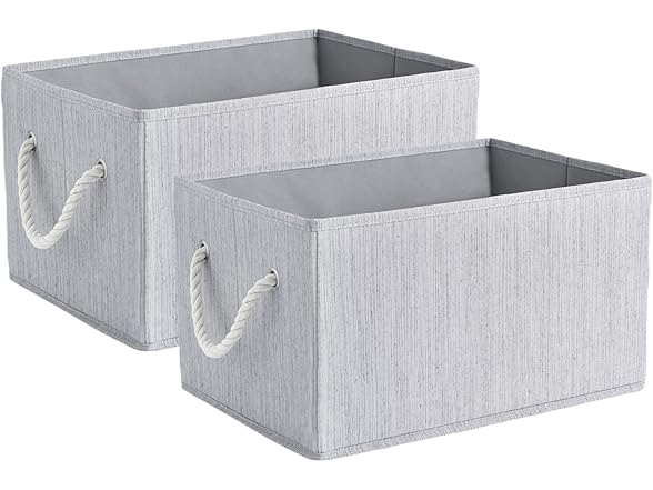 Sukkiri Homu 2-Pack Fabric Storage Baskets with Handles Grey