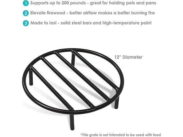 Sunnydaze Decor NB-RG12-INV Firewood Log Grate - 12in Blk