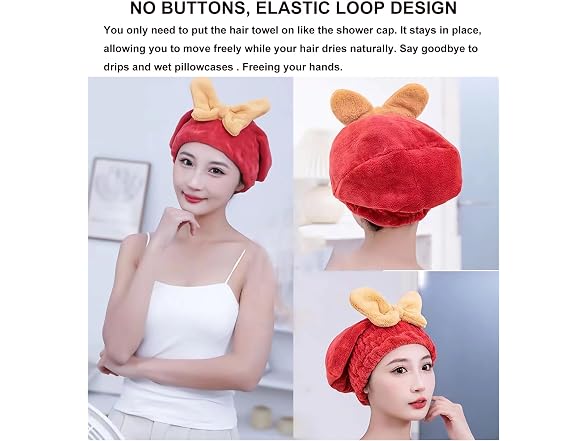 2Pcs Microfiber Hair Drying Cap Ultra