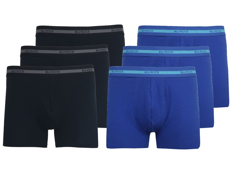 BLU ROCK WC-----J/MBB-565 / BK-NV / S Small Mens Cotton Flex Stretch Boxer Briefs Black x3 - Navy x3