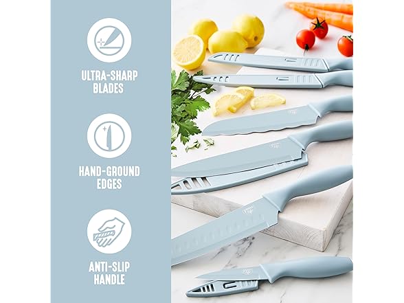 GreenLife 6Pc Kitchen Knife Set, Blue