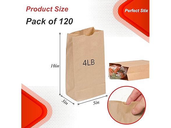 Perfect Stix Brown Bags 4lb Brown Paper