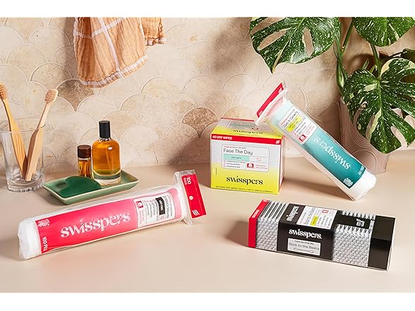 Swisspers Premium 100% Cotton Dry Facial Wipes 40 Count