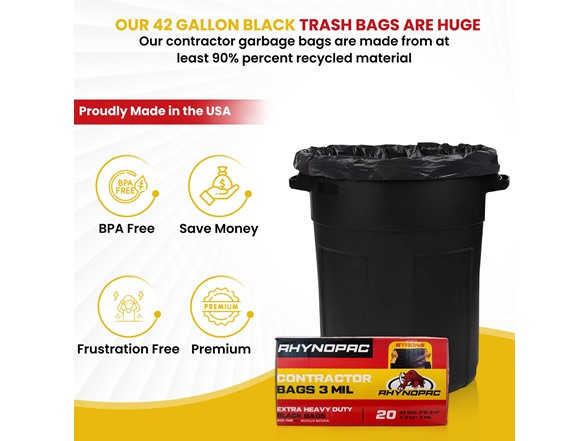 42 Gallon 3 Mil Contractor Trash Bag