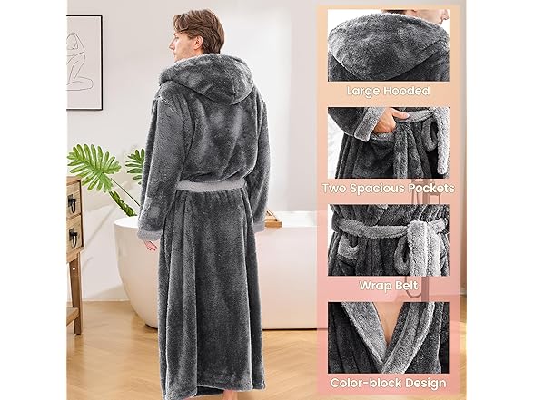 PJGGZ Mens Plush Robes Full Length