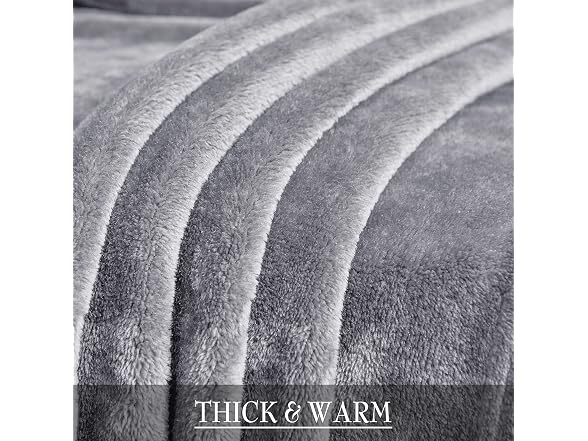 RYB HOME Grey Fleece Throw Blanket