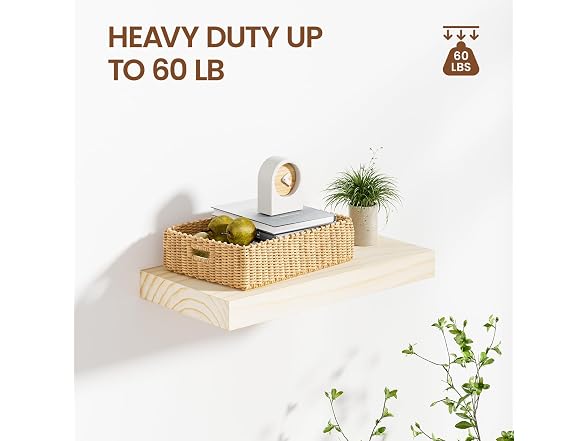 Heimlove Unfinished Wood Floating Shelves Set of 2