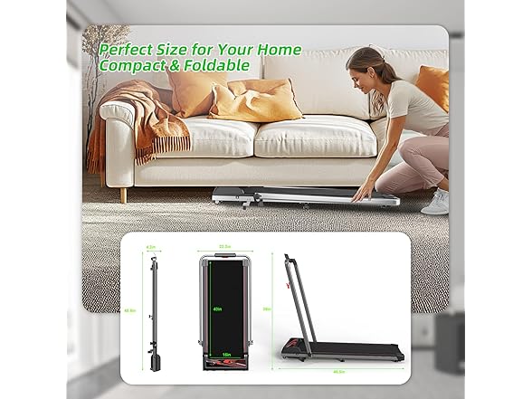 NAYSAYE Walking Pad Treadmill, black with screen