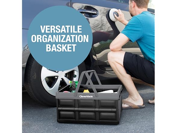 CleverMade Collapsible Shopping Basket 32L, 3 Pack
