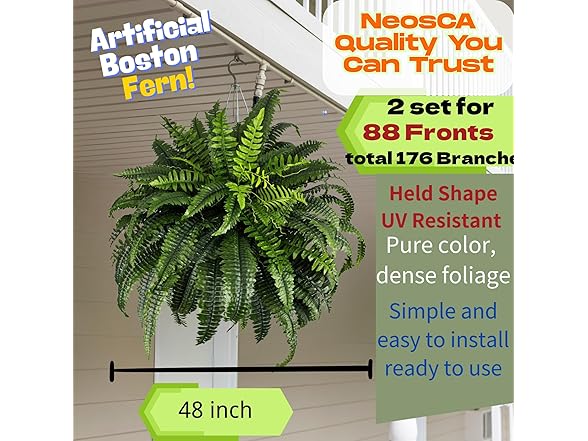 NeosCA Set of 2 Artificial Boston Fern
