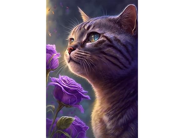 IHMOLN Diamond Painting Kits DIY Cat Elf Flower