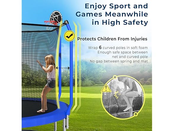Tatub 10FT Trampoline  Basketball Hoop