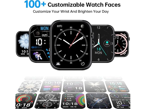 OUKITEL Black 1.83" HD Touch Screen Smart Watch