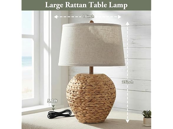 TOBUSA HKRC-TL-KN-T0208-1 Rattan Table Lamp