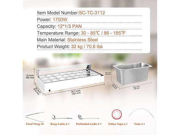 VEVOR 12-Pan Commercial Food Warmer, 12