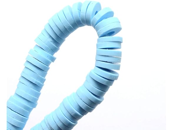 KISSITTY 1 Strand Light Sky Blue Flat Round - Gallery 7