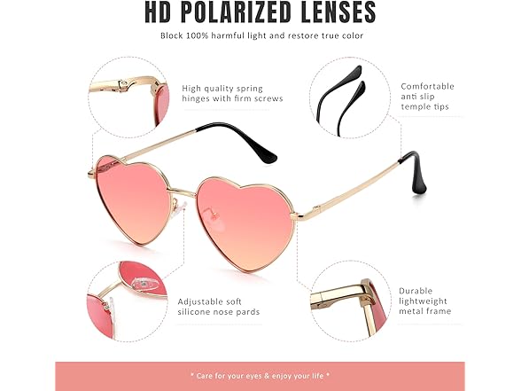 Eiuizah Polarized Heart Sunglasses